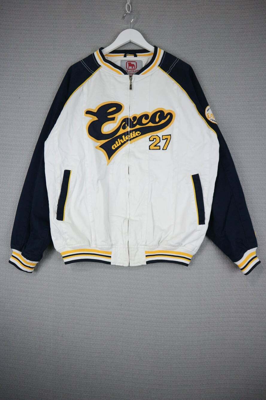 Exco Y2K Streetwear Athletic Zip Up Bomber Jacket Large